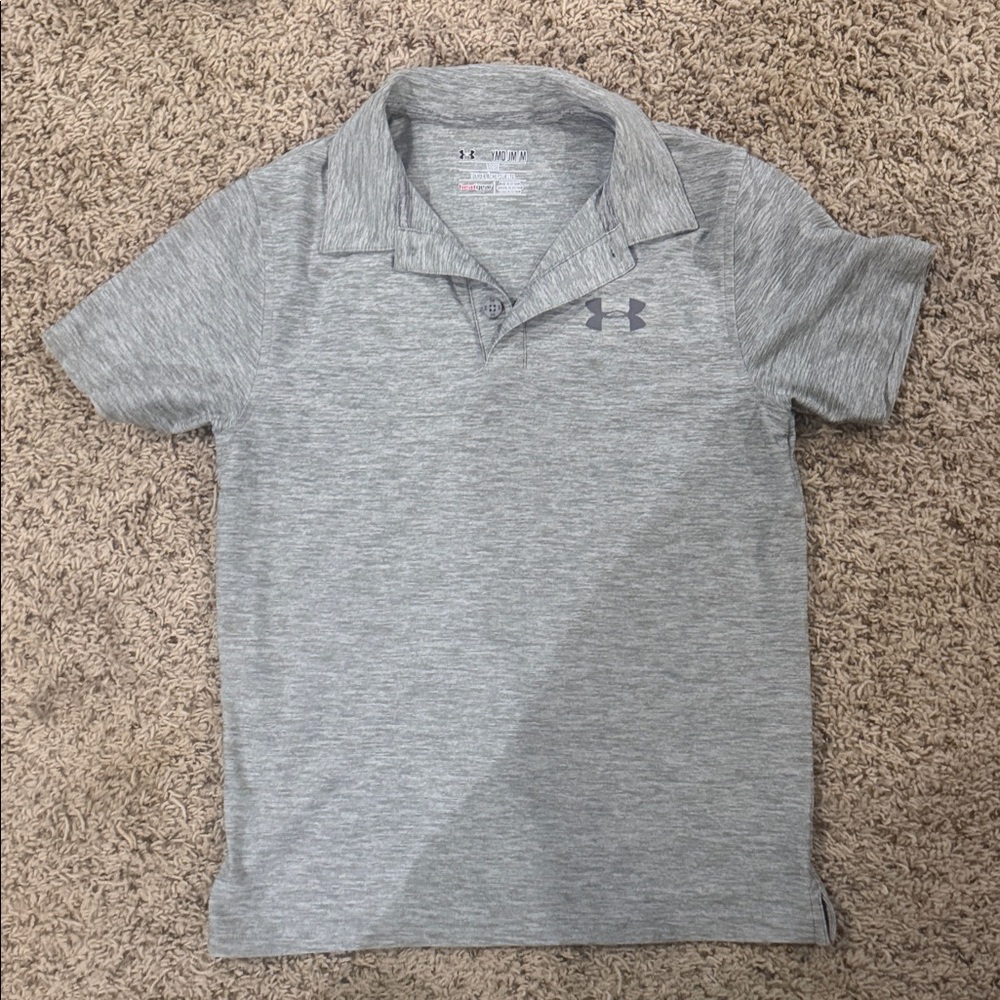 Under Armour Boy's Light Grey Heather Performance Polo
